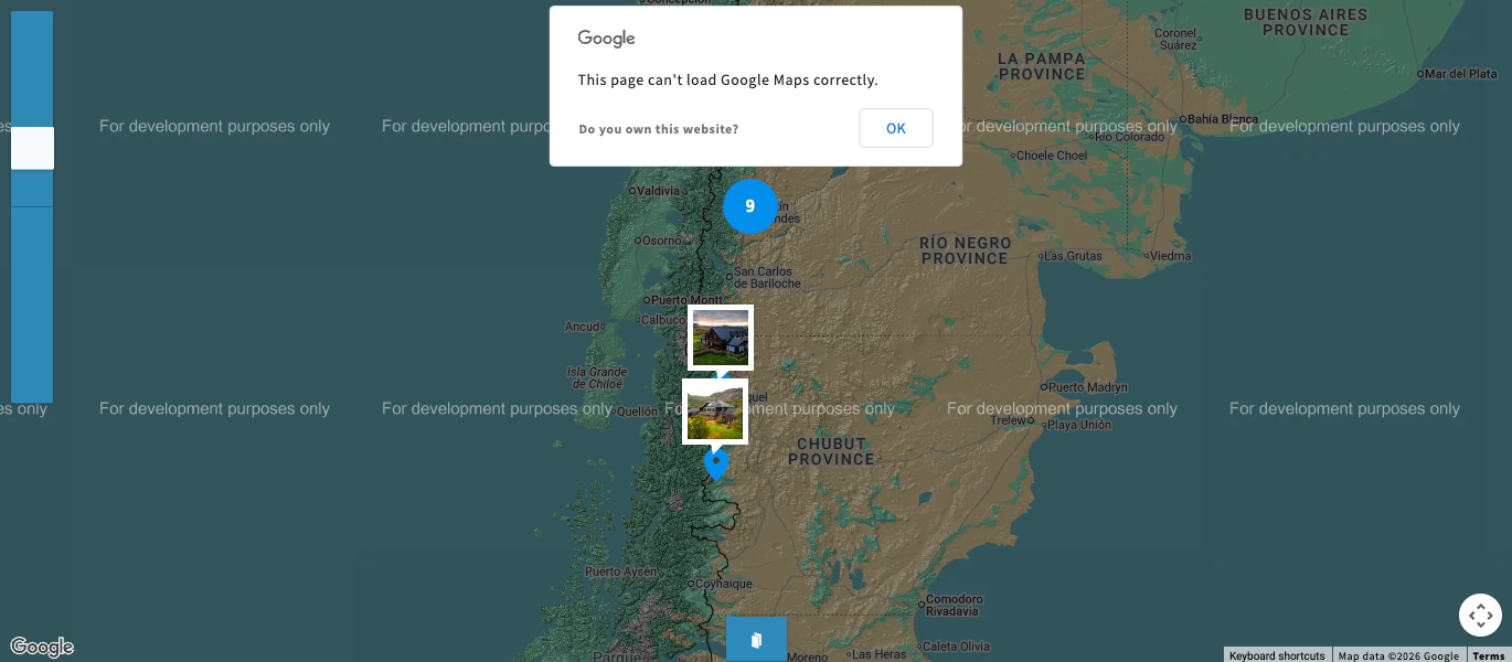 Map of Patagonia showing PRG lodges